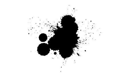 black ink brushed splash splatter artistic grunge graphic elementのイラスト素材