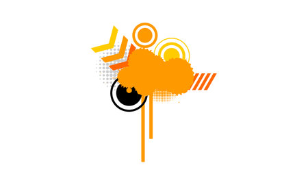 orange yellow circles shapes and brush dropped splash splatter grunge graphic elementのイラスト素材