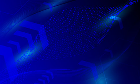 blue arrow stripes lines wave curve cyberspace with neon shine light abstract high technology backgroundのイラスト素材