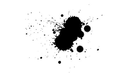 black ink brush dropped splash splatter artisticのイラスト素材
