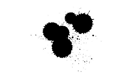 black ink brush painting dropped splatter splash grunge graphic elementのイラスト素材