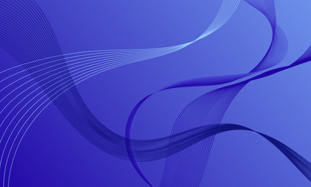 blue soft lines wave curves with smooth gradient abstract backgroundのイラスト素材