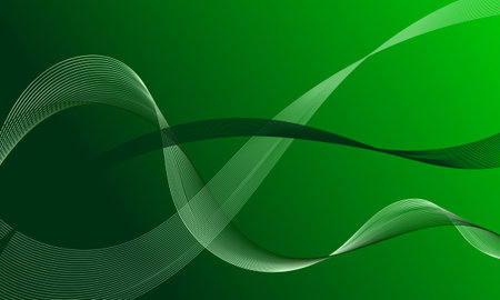 green smooth lines wave curve with soft gradient abstract backgroundのイラスト素材