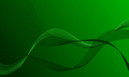 green smooth lines wave curve on soft gradient abstract backgroundのイラスト素材