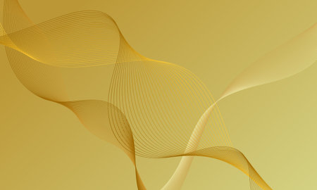 golden yellow smooth lines wave curve on soft gradient abstract backgroundのイラスト素材