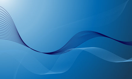 blue business lines wave curves on soft gradient abstract backgroundのイラスト素材
