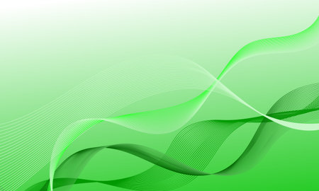 green light smooth lines wave curves with soft gradient abstract backgroundのイラスト素材