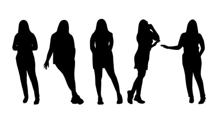 black shape working women posture silhouette mono tone color woman stanceのイラスト素材