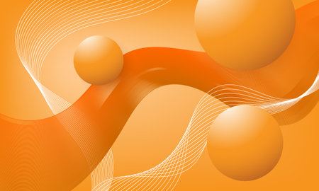 orange lines wave curves with cirlces shapes 3d on smooth gradient abstract backgroundのイラスト素材