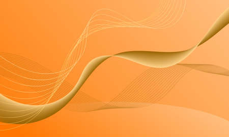 orange yellow business smooth lines wave curves on gradient abstract backgroundのイラスト素材