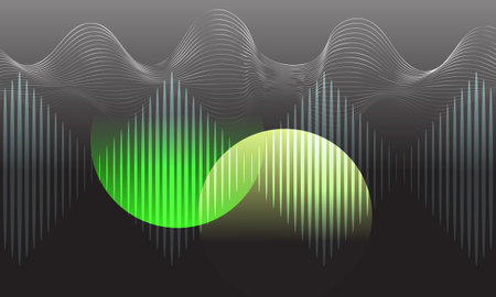 black gray with green yellow reflection and white frequency cyberspace abstract high technology background [Converted]のイラスト素材