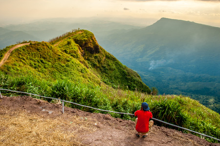 Photographer take a photo at green mountain,の写真素材