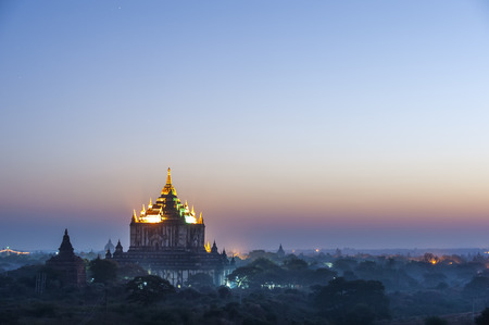 temples in Bagan, Myanmar on morning.の写真素材