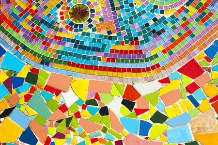 Art mosaic glass on the wallの写真素材