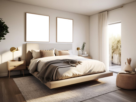 bedroom interior architecture features a minimalist styleの素材