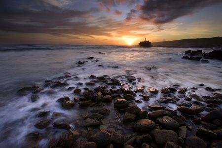 Wreck at the most southern point of Africaの写真素材
