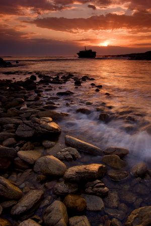 Wreck at most south tip of africaの写真素材