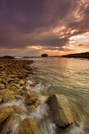 Wreck at most southern point of africaの写真素材