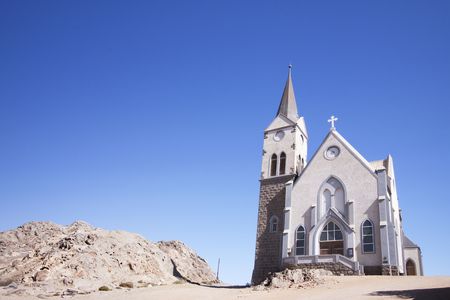 Namibia on a hill in a desert townの写真素材