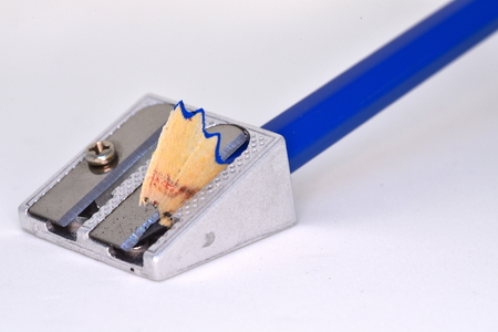 Metal Sharpener and Wooden Pencilの写真素材