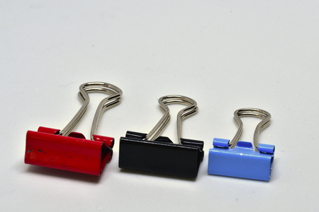 Three clamps for paper.の写真素材