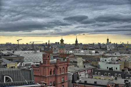 A bird's-eye view of the city of Moscow in Augustの写真素材