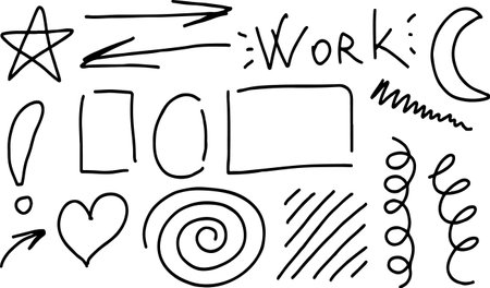 Doodle of doodle hand drawn elements. Vector illustration.のイラスト素材