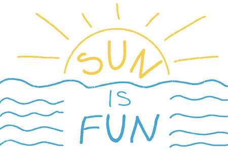 Explore the playful charm of hand-drawn lettering with "Sun is Fun." This doodle exudes a carefree vibe, perfect for capturing the essence of sunny days and joyful adventures.のイラスト素材