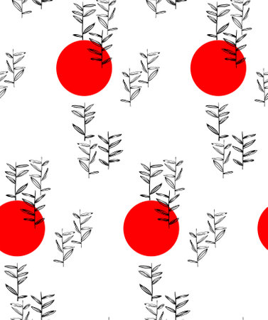 seamless pattern, organic ornament, repeating texture, floral elements, leavesのイラスト素材