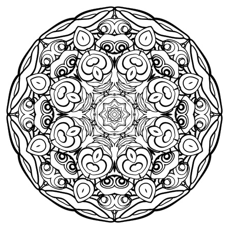 Round ornament for coloring book for adults and kids.のイラスト素材