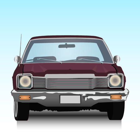 Old American car, vector illustrationのイラスト素材