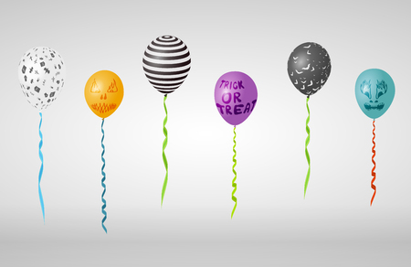 Halloween air balloons on grey background. Vector illustration.のイラスト素材