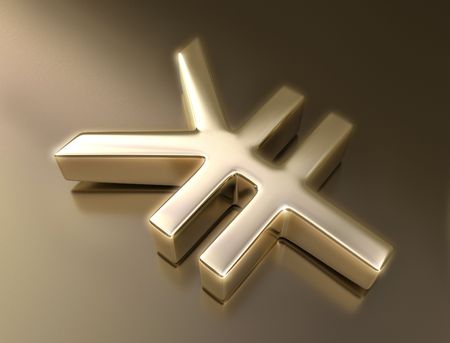 Golden sign yen. Concept of business and finances.の写真素材