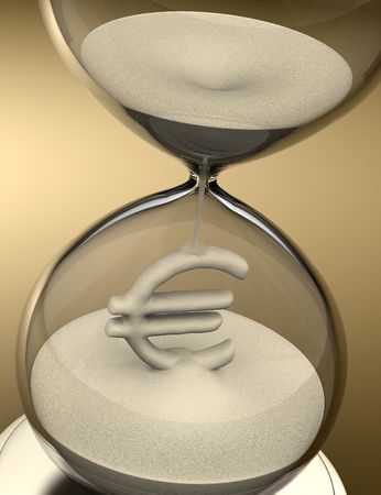 Time is Money (hourglass). The sand falls forming the euro sign. Concept of business.の写真素材