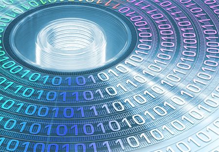 CD DVD HD Blu-ray. Bright disc with binary digit around. Concept of data storage.