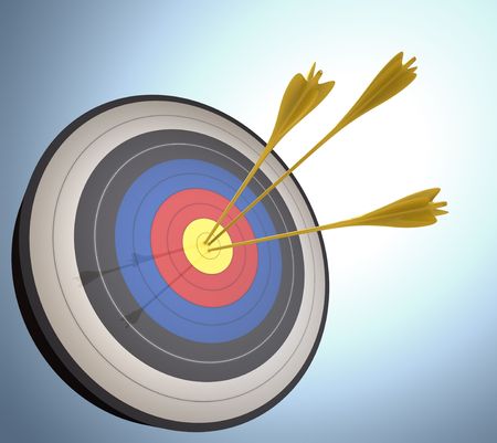 The arrows hits the target. Concept of success and achievement.