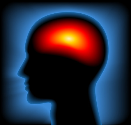 Silhouette of the head showing inside with Thermal X-Ray のイラスト素材