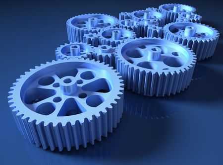 Set of gears interconnected forming a machine concept.の写真素材