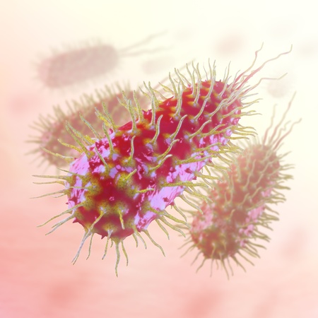 Infectious bacteria closely. Concept of disease transmission and epidemic.の写真素材