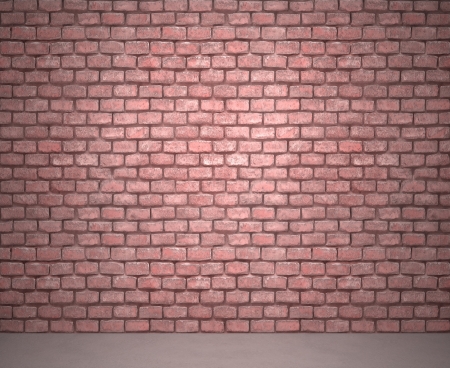 Exposed brick wall next to a sidewalk.の写真素材