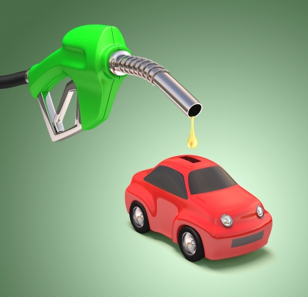 Concept of saving gasoline with a drop falling into the car bank.の写真素材