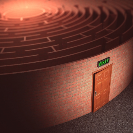 Finding the exit door in the labyrinth.の写真素材