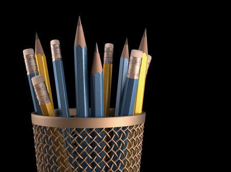 Several pencils on the basket  Concept of education  Clipping path included の写真素材