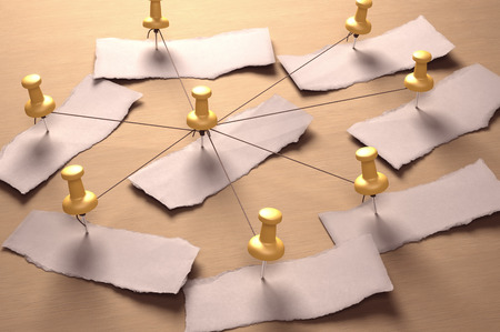 Making a flowchart with improvised material. Your text on the white paper. の写真素材