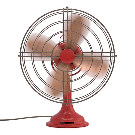 Antique and old fan isolated on the white の写真素材