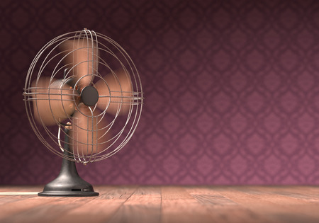 Old antique fan on a wooden floor with retro .の写真素材