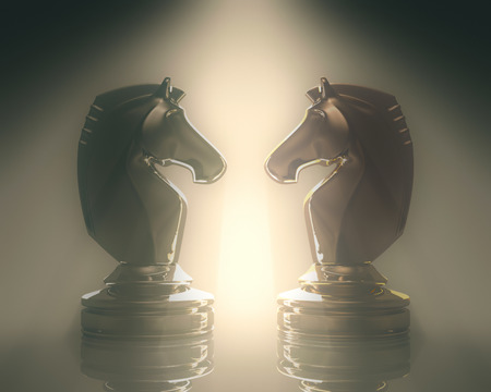 Dispute face to face in chess. Clipping path included.の写真素材