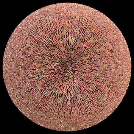 Colored pencils arranged in sphere. Clipping path included.