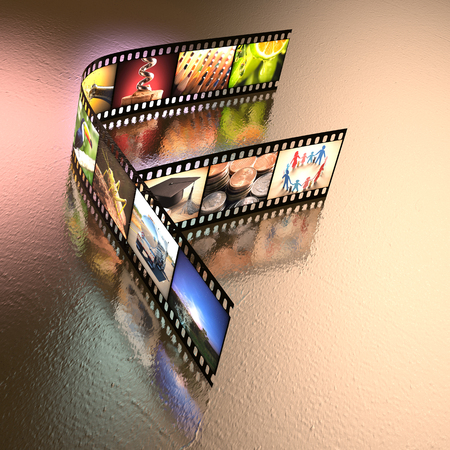 Letter F written with a photographic film strip. Clipping path included.の写真素材