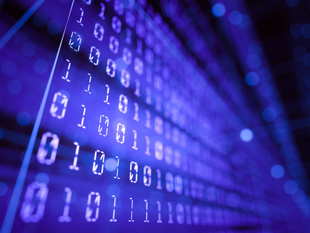 3D illustration, abstract background, binary codes.の写真素材